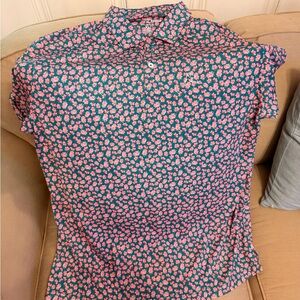 Rhoback Pink and Green Floral Polo Shirt